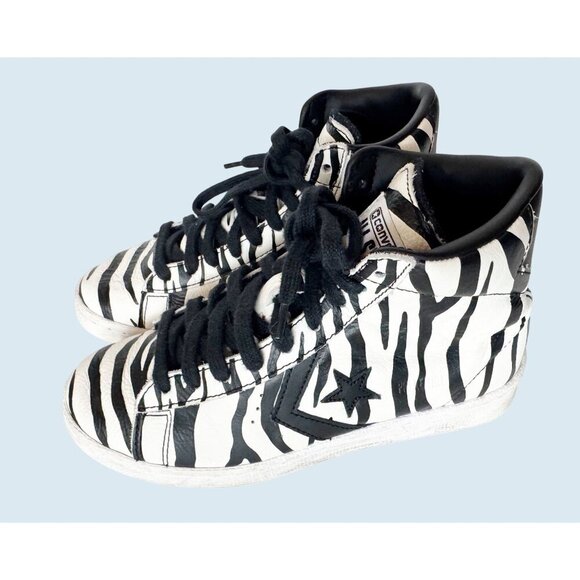 CONVERSE Retro Unisex Pro Leather Zebra Print Hi Top Sneaker Sz M 4 / W 5.5 - Picture 4 of 7